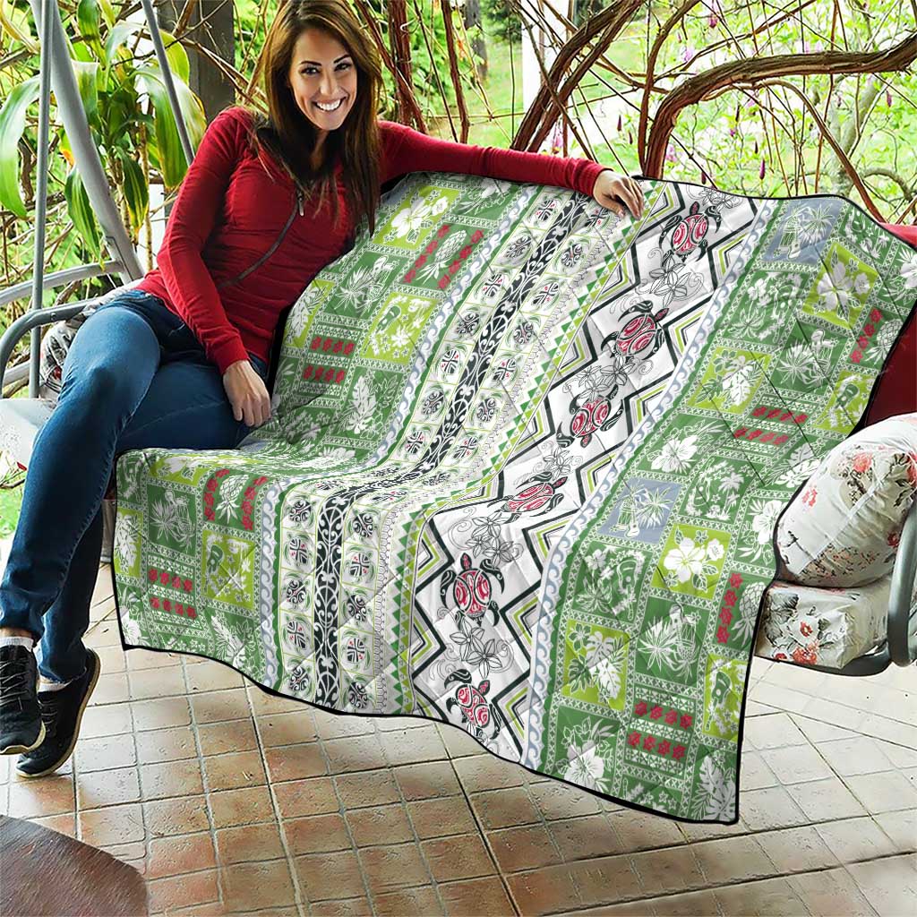 Hawaii Makahiki Turtle Quilt Green Tapa Pattern - Polynesian Pride