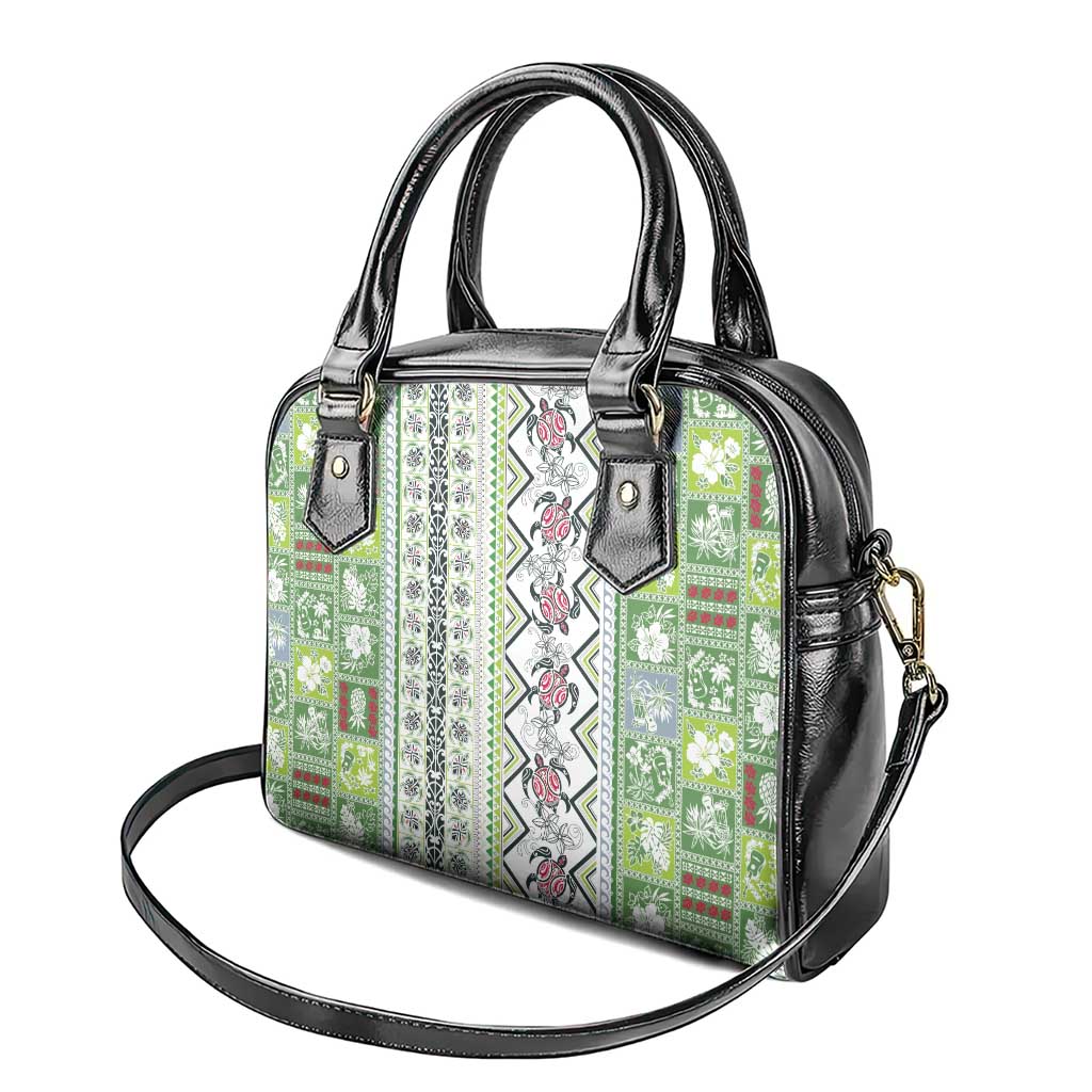 Hawaii Makahiki Turtle Shoulder Handbag Green Tapa Pattern - Polynesian Pride