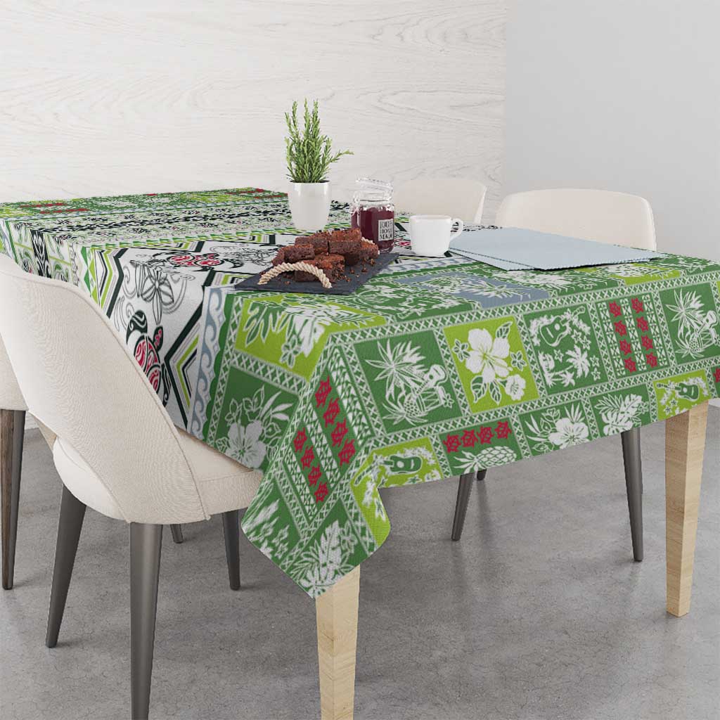 Hawaii Makahiki Turtle Tablecloth Green Tapa Pattern - Polynesian Pride