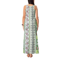 Hawaii Makahiki Turtle Tank Maxi Dress Green Tapa Pattern - Polynesian Pride