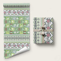 Hawaii Makahiki Turtle Wrapping Paper Green Tapa Pattern - Polynesian Pride