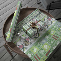 Hawaii Makahiki Turtle Wrapping Paper Green Tapa Pattern - Polynesian Pride