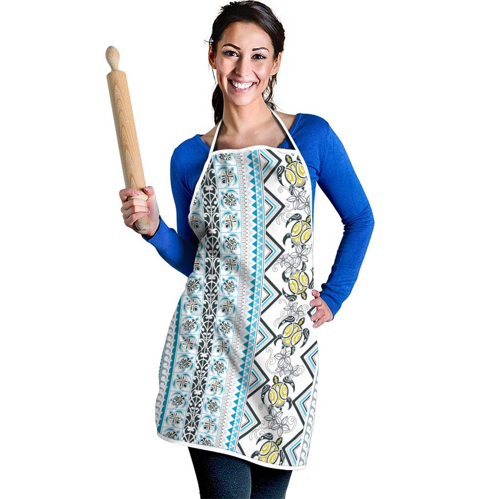 Hawaii Makahiki Turtle Apron Blue Tapa Pattern - Polynesian Pride