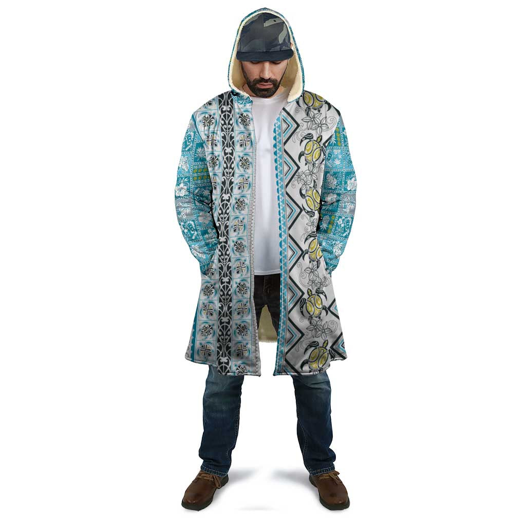 Hawaii Makahiki Turtle Cloak Blue Tapa Pattern - Polynesian Pride