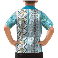 Hawaii Makahiki Turtle Family Matching Mermaid Dress and Hawaiian Shirt Blue Tapa Pattern - Polynesian Pride