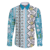 Hawaii Makahiki Turtle Family Matching Mermaid Dress and Hawaiian Shirt Blue Tapa Pattern - Polynesian Pride