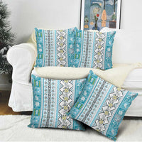 Hawaii Makahiki Turtle Pillow Cover Blue Tapa Pattern - Polynesian Pride