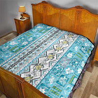 Hawaii Makahiki Turtle Quilt Blue Tapa Pattern - Polynesian Pride
