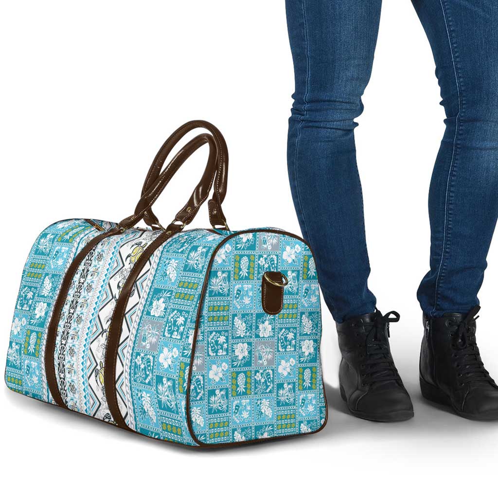 Hawaii Makahiki Turtle Travel Bag Blue Tapa Pattern - Polynesian Pride