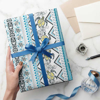 Hawaii Makahiki Turtle Wrapping Paper Blue Tapa Pattern - Polynesian Pride