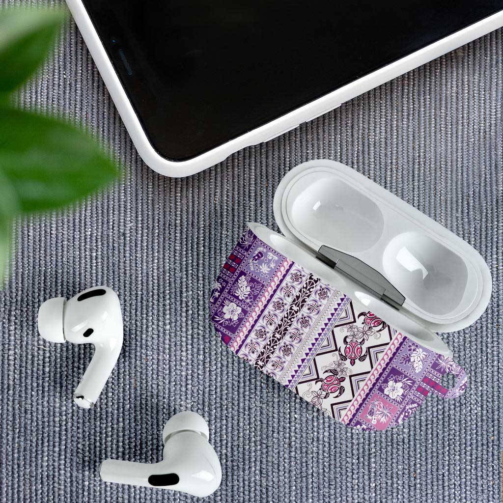 Hawaii Makahiki Turtle AirPods Case Violet Tapa Pattern - Polynesian Pride