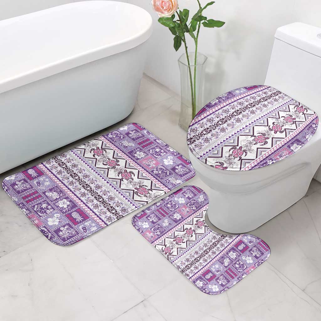 Hawaii Makahiki Turtle Bathroom Set Violet Tapa Pattern - Polynesian Pride