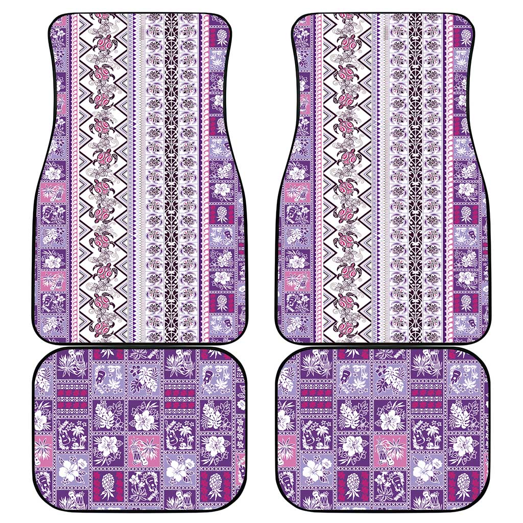 Hawaii Makahiki Turtle Car Mats Violet Tapa Pattern - Polynesian Pride