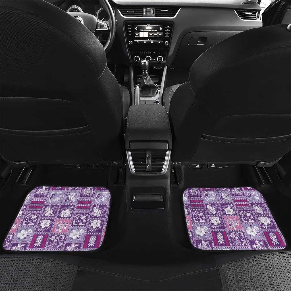 Hawaii Makahiki Turtle Car Mats Violet Tapa Pattern - Polynesian Pride