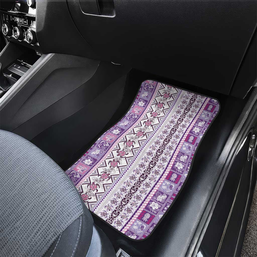 Hawaii Makahiki Turtle Car Mats Violet Tapa Pattern - Polynesian Pride