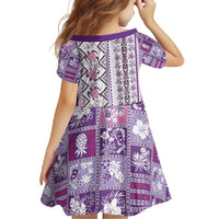 Hawaii Makahiki Turtle Family Matching Long Sleeve Bodycon Dress and Hawaiian Shirt Violet Tapa Pattern - Polynesian Pride