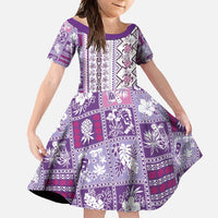 Hawaii Makahiki Turtle Family Matching Summer Maxi Dress and Hawaiian Shirt Violet Tapa Pattern - Polynesian Pride