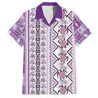 Hawaii Makahiki Turtle Family Matching Summer Maxi Dress and Hawaiian Shirt Violet Tapa Pattern - Polynesian Pride