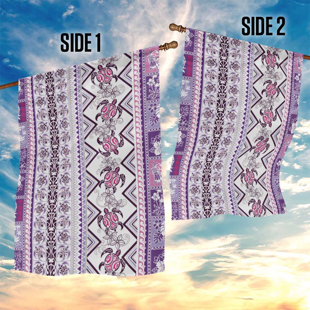 Hawaii Makahiki Turtle Garden Flag Violet Tapa Pattern - Polynesian Pride
