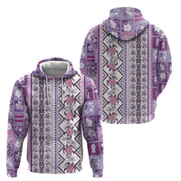 Hawaii Makahiki Turtle Hoodie Violet Tapa Pattern - Polynesian Pride