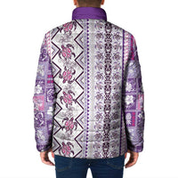 Hawaii Makahiki Turtle Padded Jacket Violet Tapa Pattern - Polynesian Pride