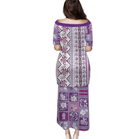 Hawaii Makahiki Turtle Puletasi Violet Tapa Pattern - Polynesian Pride