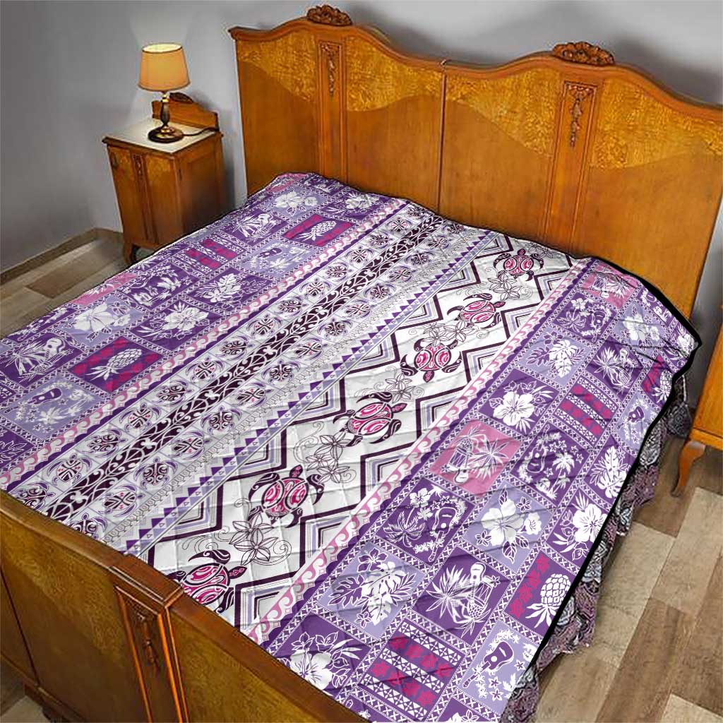 Hawaii Makahiki Turtle Quilt Violet Tapa Pattern - Polynesian Pride