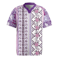 Hawaii Makahiki Turtle Rugby Jersey Violet Tapa Pattern - Polynesian Pride