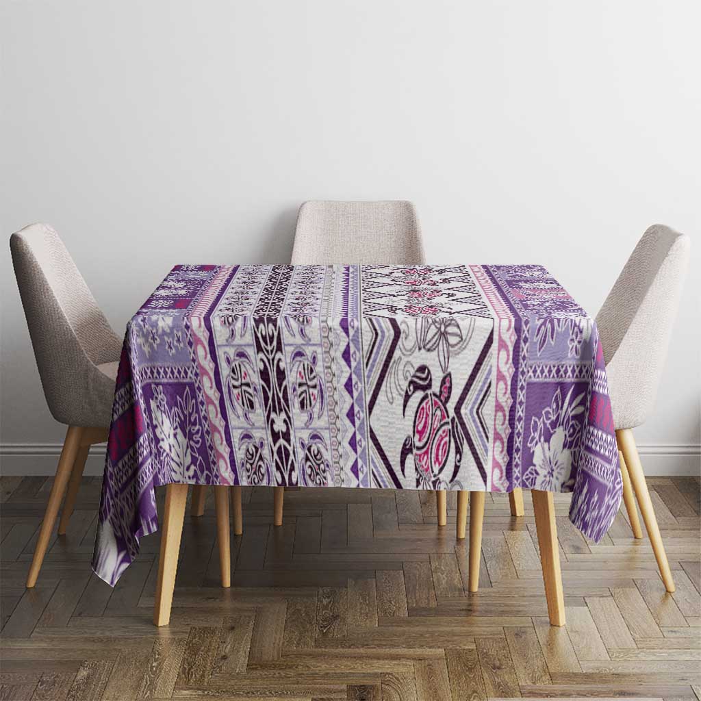 Hawaii Makahiki Turtle Tablecloth Violet Tapa Pattern - Polynesian Pride