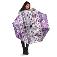 Hawaii Makahiki Turtle Umbrella Violet Tapa Pattern - Polynesian Pride