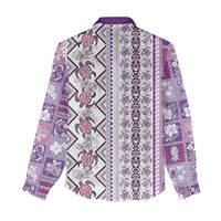 Hawaii Makahiki Turtle Women Casual Shirt Violet Tapa Pattern - Polynesian Pride