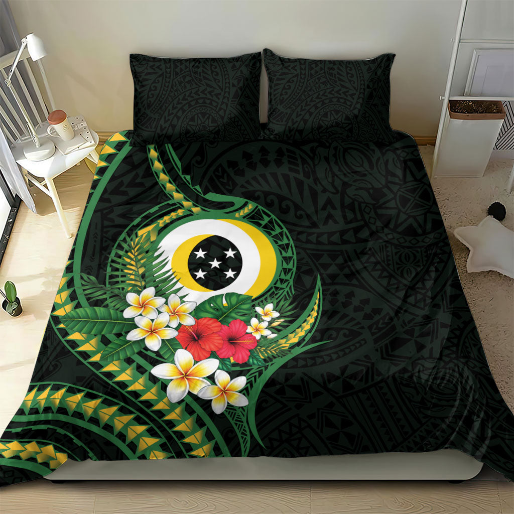 Solomon Islands Western Province Bedding Set Polynesian Pattern With Tropical Flowers LT05 - Polynesian Pride