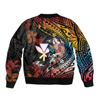 Hawaii And Japan Bomber Jacket Koi Fish With Kanaka Maoli