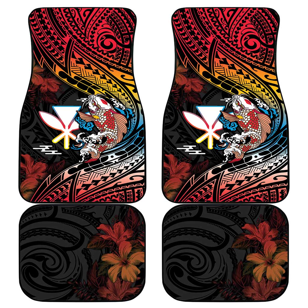 Hawaii And Japan Car Mats Koi Fish With Kanaka Maoli