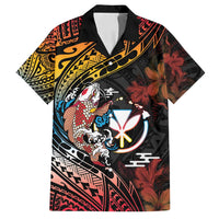 Hawaii And Japan Family Matching Long Sleeve Bodycon Dress and Hawaiian Shirt Koi Fish With Kanaka Maoli