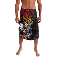 Hawaii And Japan Lavalava Koi Fish With Kanaka Maoli LT05 Black - Polynesian Pride