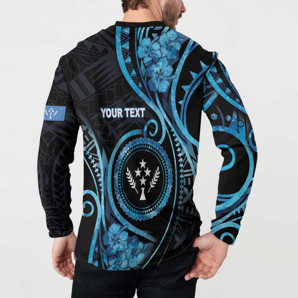 Personalised Kosrae Constitution Day Button Sweatshirt Ocean Floral Pattern