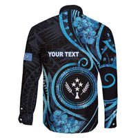 Personalised Kosrae Constitution Day Family Matching Off The Shoulder Long Sleeve Dress and Hawaiian Shirt Ocean Floral Pattern