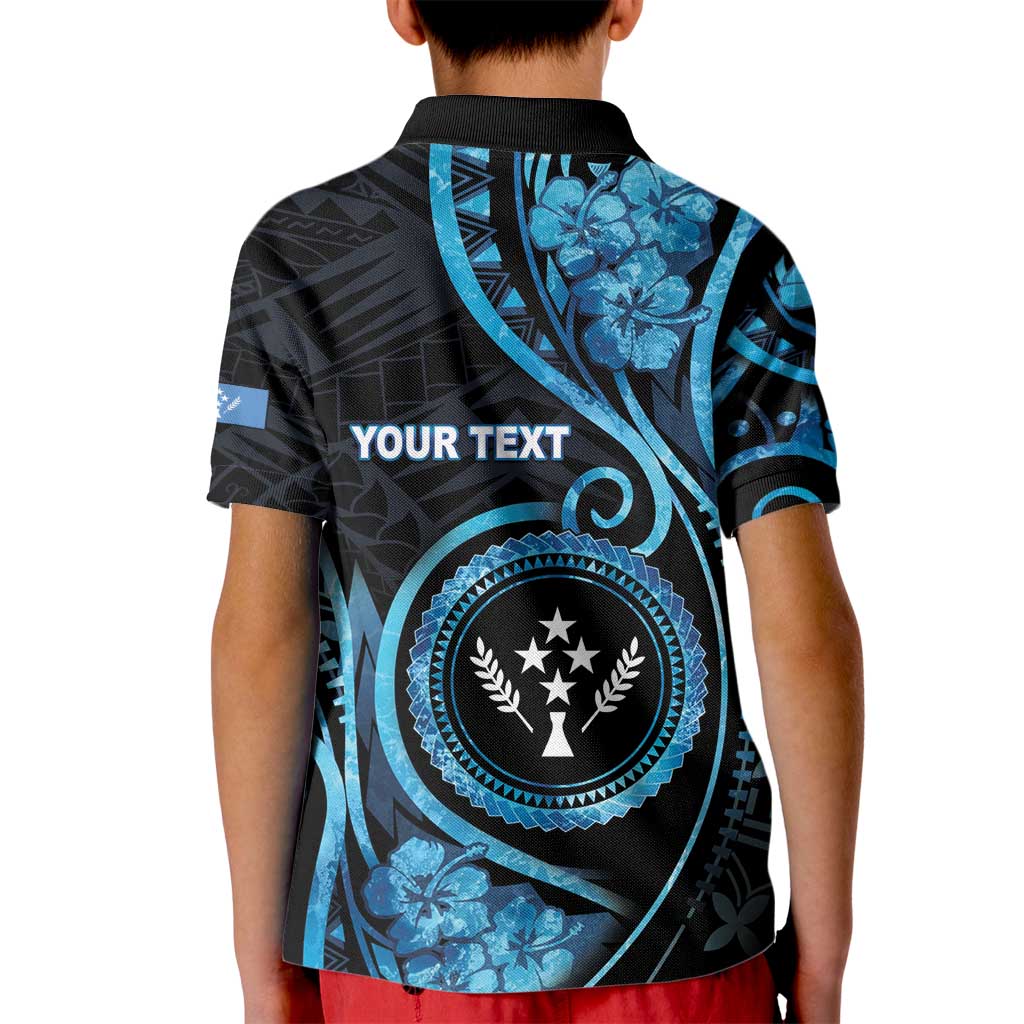 Personalised Kosrae Constitution Day Kid Polo Shirt Ocean Floral Pattern