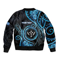 Personalised Kosrae Constitution Day Sleeve Zip Bomber Jacket Ocean Floral Pattern