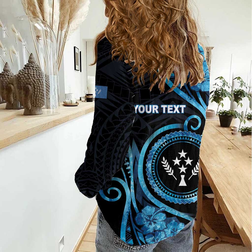 Personalised Kosrae Constitution Day Women Casual Shirt Ocean Floral Pattern