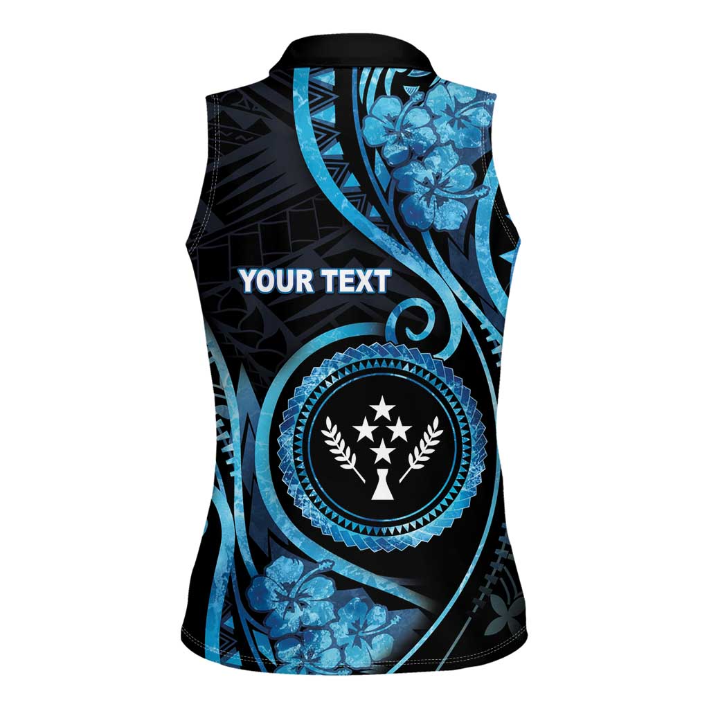 Personalised Kosrae Constitution Day Women Sleeveless Polo Shirt Ocean Floral Pattern