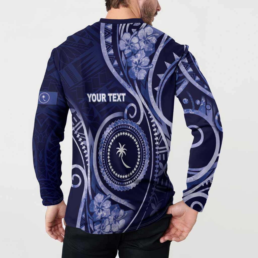 Personalised FSM Chuuk Button Sweatshirt Ocean Floral Pattern