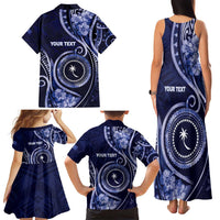 Personalised FSM Chuuk Family Matching Tank Maxi Dress and Hawaiian Shirt Ocean Floral Pattern