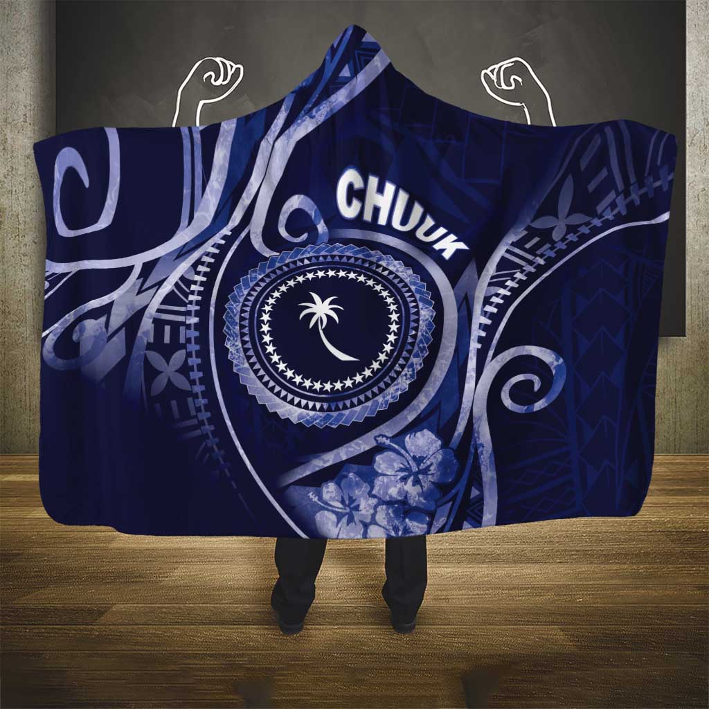 FSM Chuuk Hooded Blanket Ocean Floral Pattern