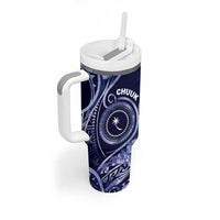 Personalised FSM Chuuk Tumbler With Handle Ocean Floral Pattern