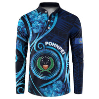 Personalised FSM Pohnpei Button Sweatshirt Ocean Floral Pattern