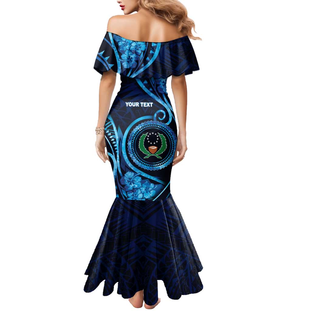 Personalised FSM Pohnpei Mermaid Dress Ocean Floral Pattern