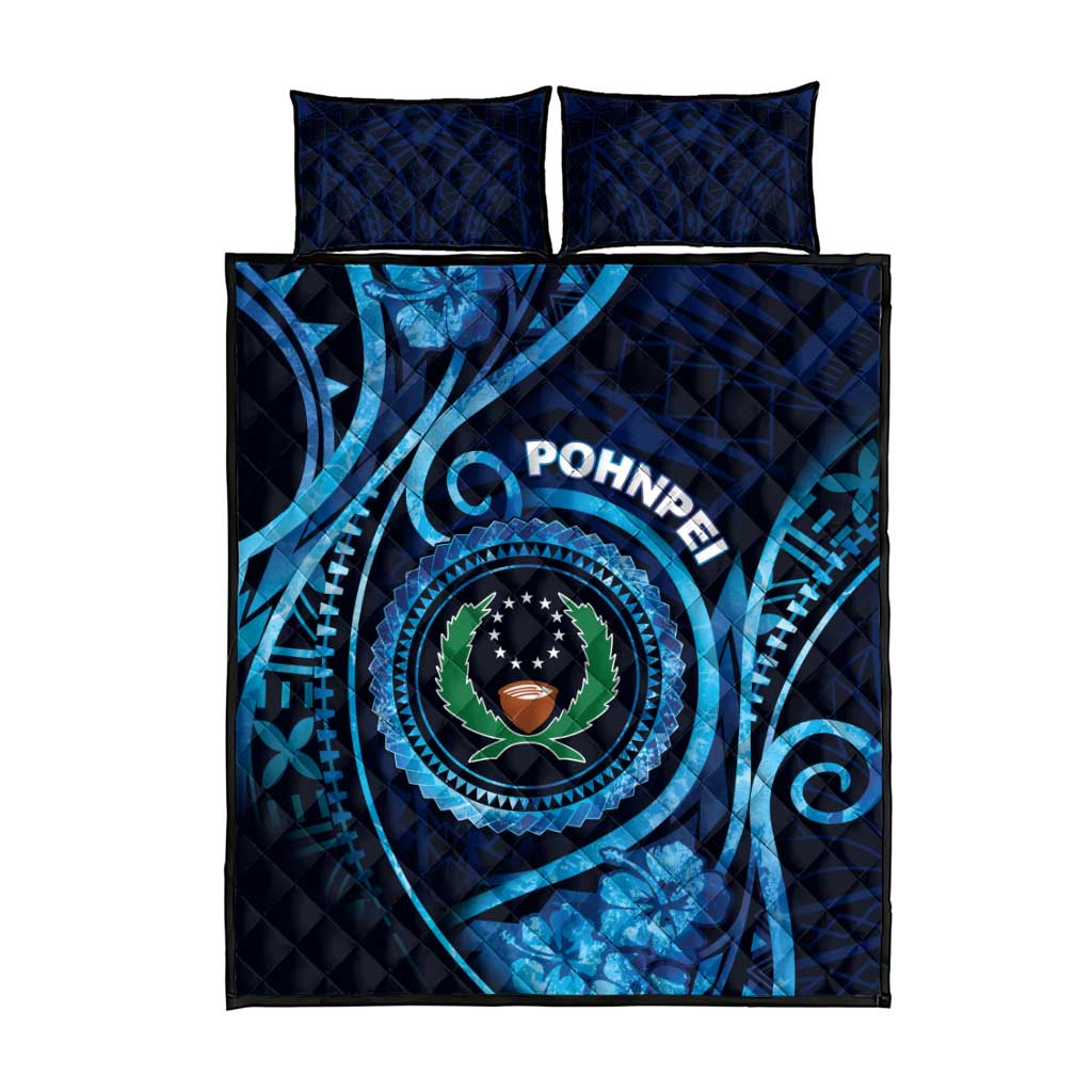 FSM Pohnpei Quilt Bed Set Ocean Floral Pattern