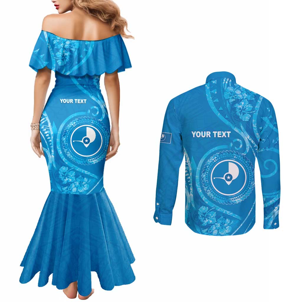 Personalised FSM Yap Couples Matching Mermaid Dress and Long Sleeve Button Shirt Ocean Floral Pattern